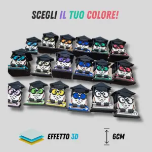 gufo laurea personalizzato 3d compensato vari colori occhiali