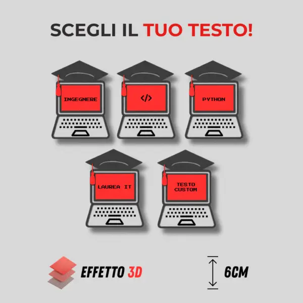 laptop laurea personalizzato bomboniere rosse informatica ingegnere
