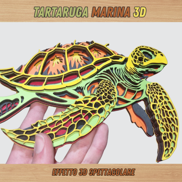 Tartaruga Marina Decorativa 3D Multistrato - immagine 2